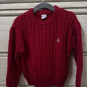 Red cable sweater
